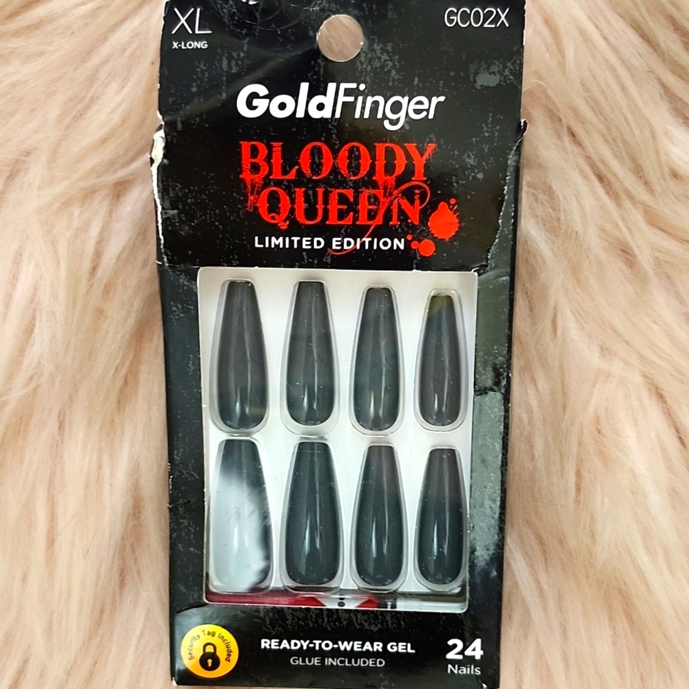 Brand New GOLDFINGER BLOODY QUEEN False Nails-XL